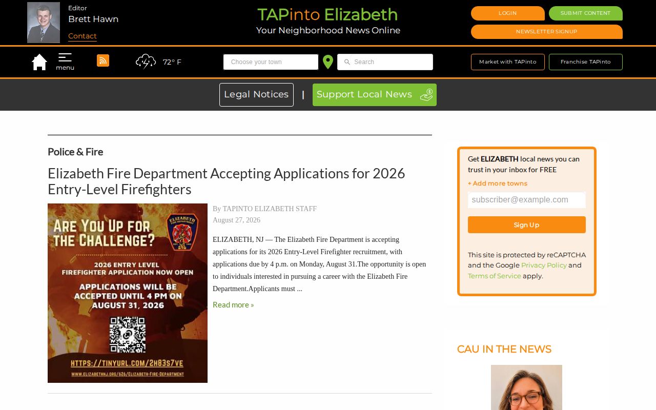 Union County arrest-record reporting source at TAPinto Elizabeth